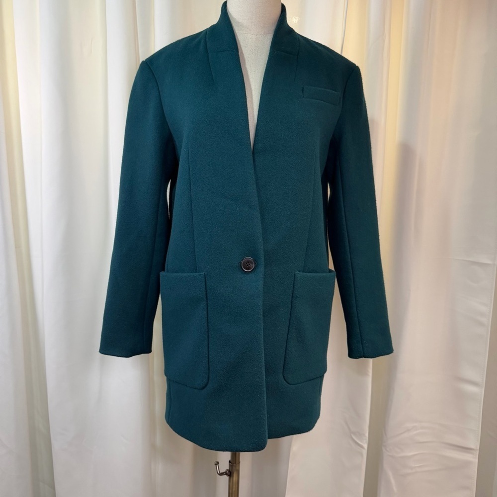 NWT Express Chic ‘Shawl Collar One Button Coat’ in Deep Teal Green Size XS - Picture 3 of 16